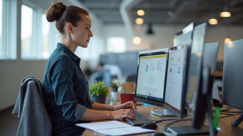 Ontwerper organiseert informatie visueel op digitale canvas