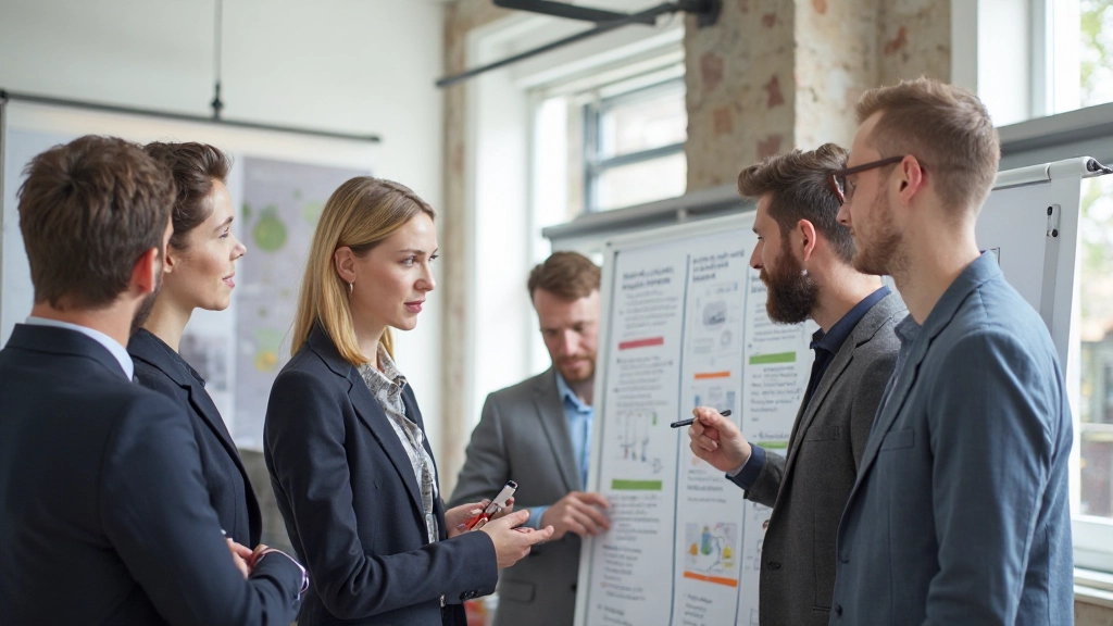 Competitive analysis framework with personas and market positioning elements on planning board