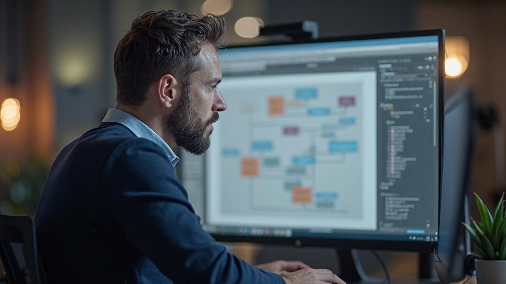 Information architecture diagram showing hierarchical content structure with clear navigation paths and user flows